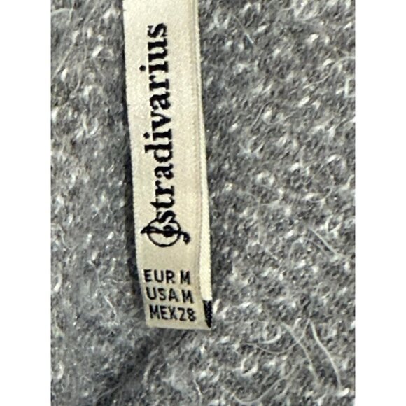 Stradivarius Cropped Dolman Sleeve Mock Neck Gray “Hairy” Sweater Size Medium - Picture 6 of 9